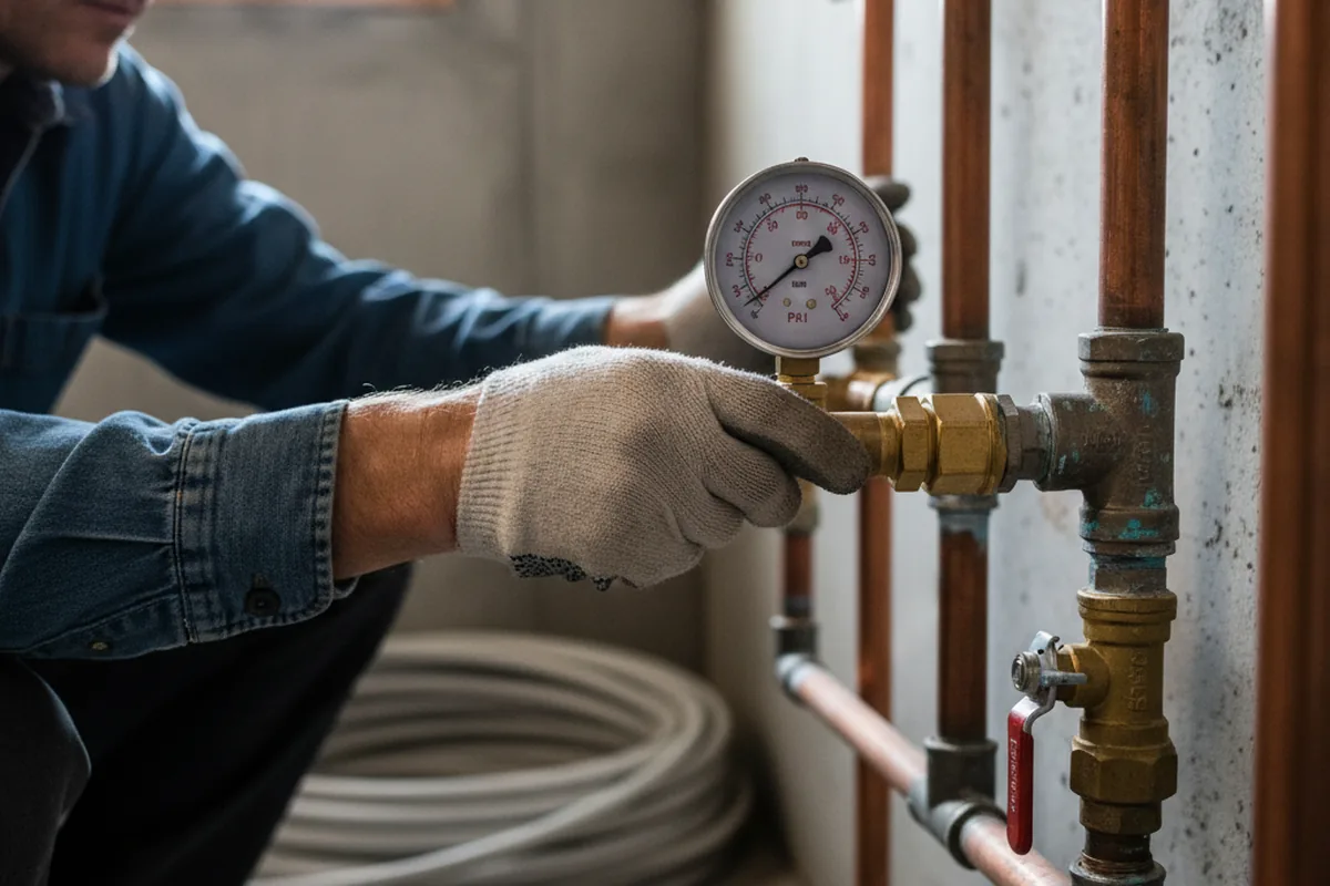 Pressure testing a repaired line during Water Line Repair in Johnston